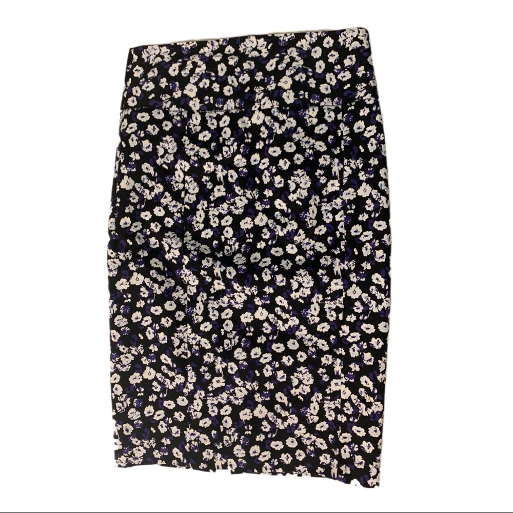 Express Black, White, Purple Floral Pencil Skirt